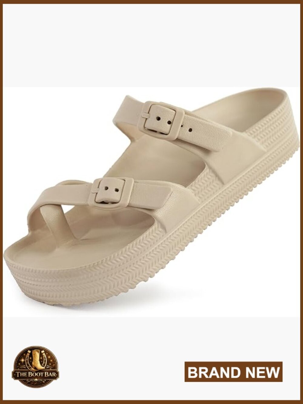 Arch Support Platform Sandals with Adjustable Buckle Straps - Classic Beach
